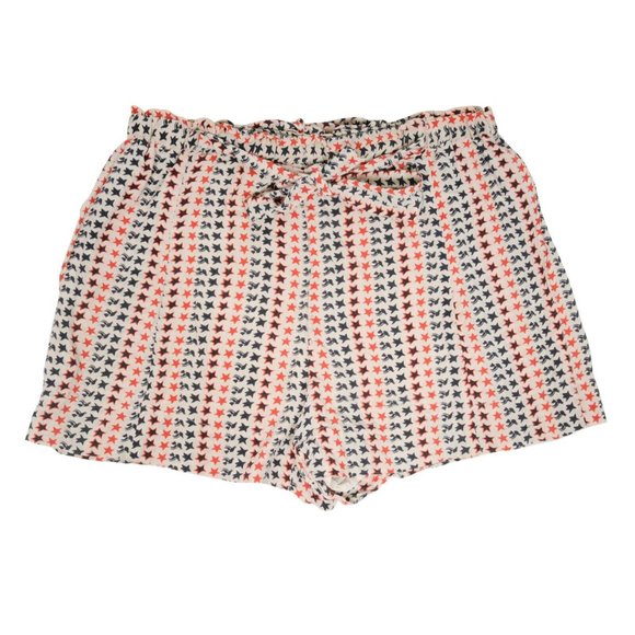 Isabell Marant Etoile Star Bird Print Mel Shorts Size 38 Cream Red Silk